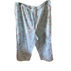 Columbia pajama pants size L‎ aqua with pink bikes summer pj oversized cute